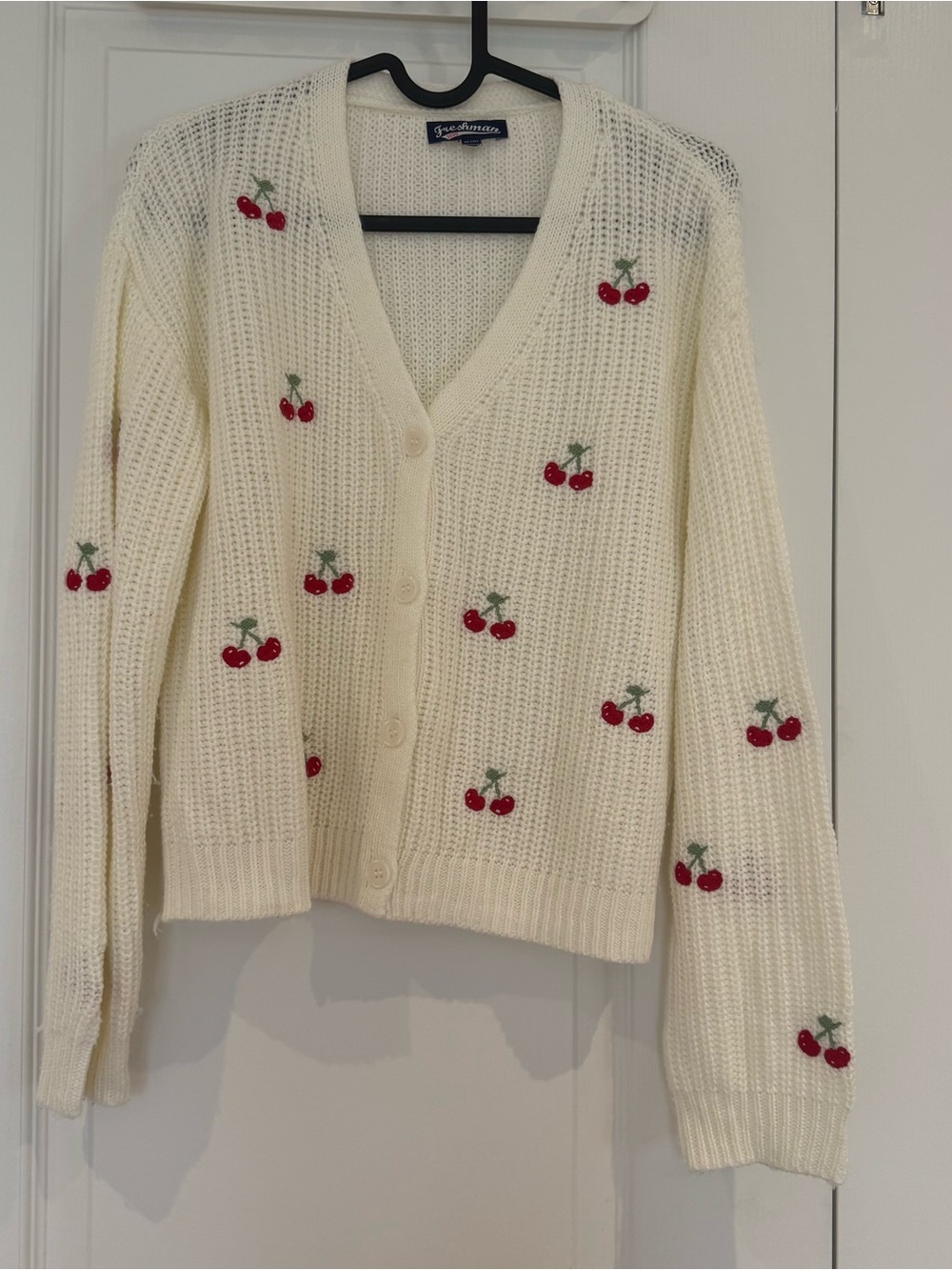 Freshman Cream Cherry Embroidered Knit Cardigan
PTP: 24" -25"